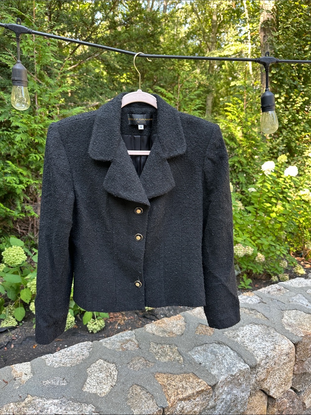 Black Textured Cropped Blazer -